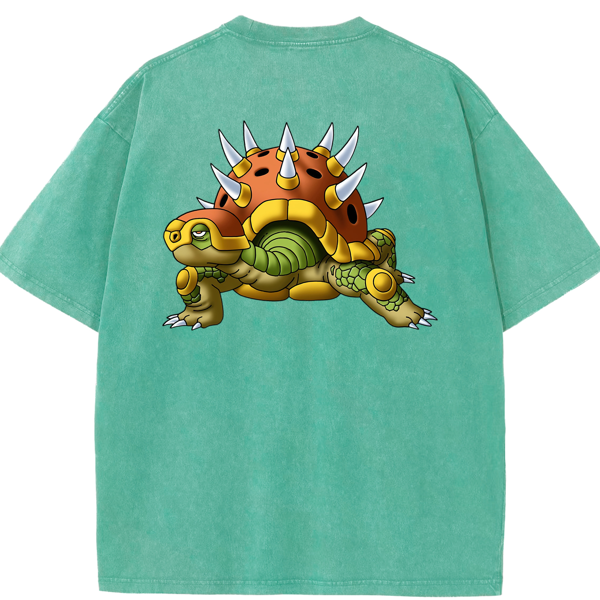 （画像用） ドラゴンクエスト Doragon Kuesuto Dragon Quest 綿100% ヴィンテージ風 半袖Tシャツ（背面プリント）